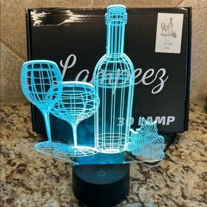 Wine Bottle and Glasses 3D Optical Illusion Lamp